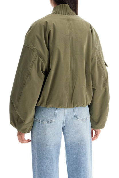 Short Oversized Bomber Jacket  - Green