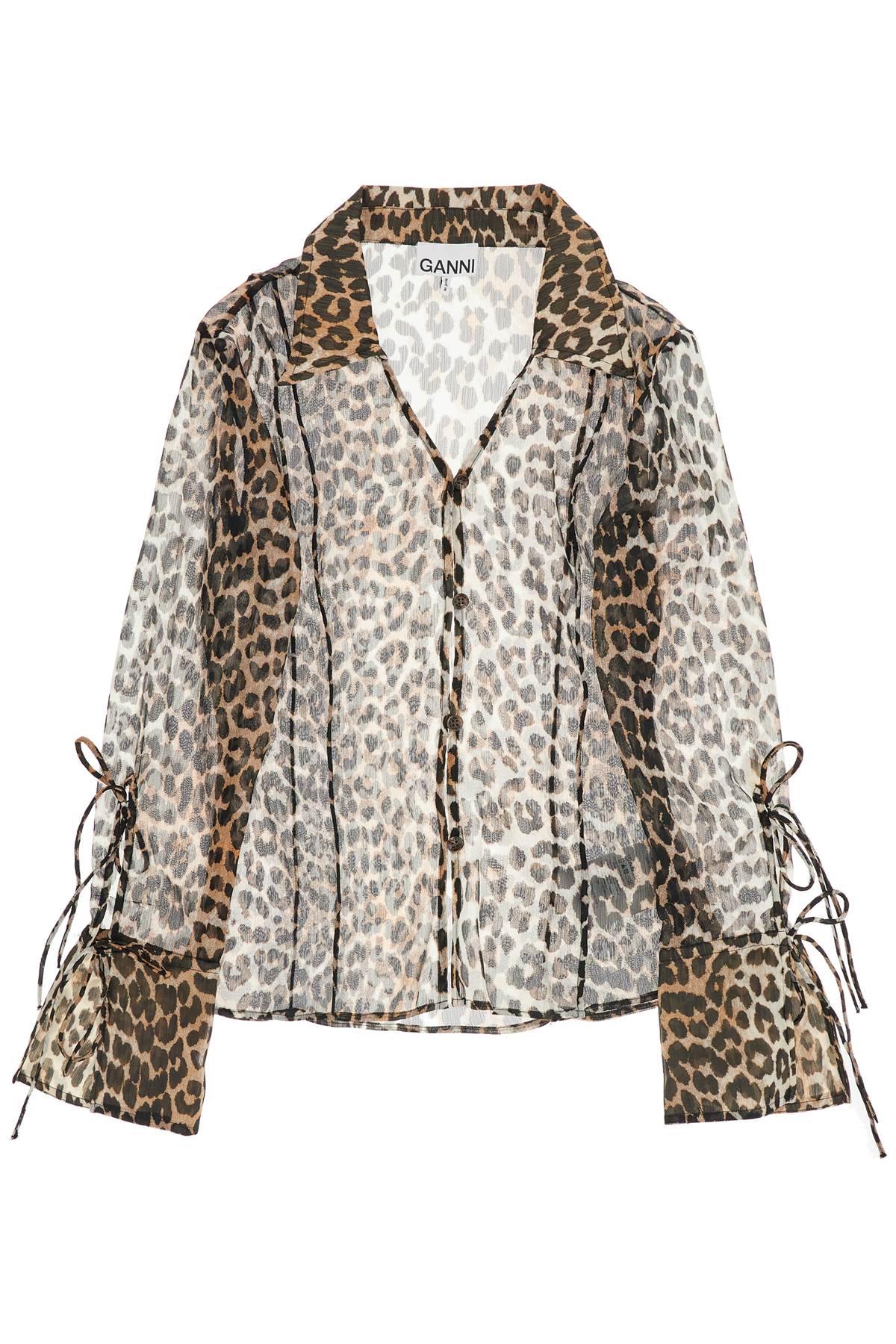 Leopard Print Chiffon Blouse  - Brown