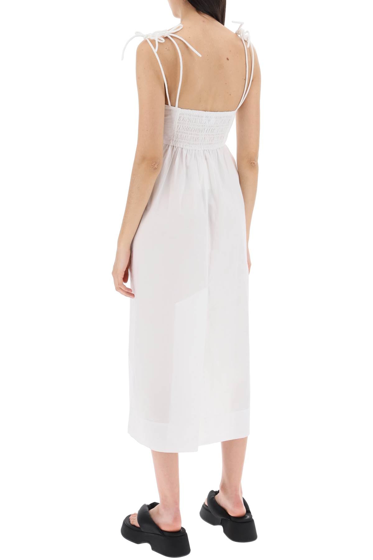 Cotton Poplin Midi Dress In  - White