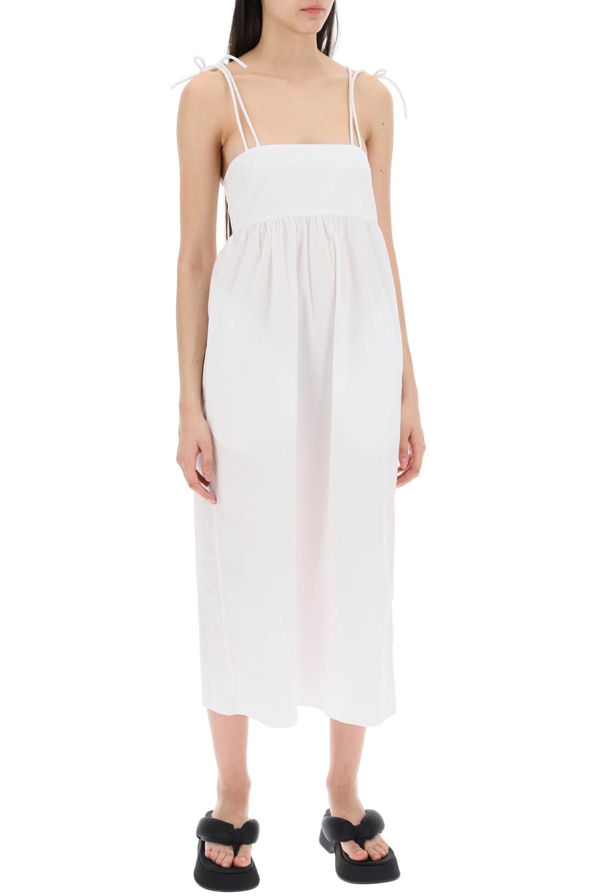 Cotton Poplin Midi Dress In  - White