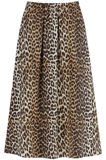 Long Leopard Print Maxi Skirt  - Brown