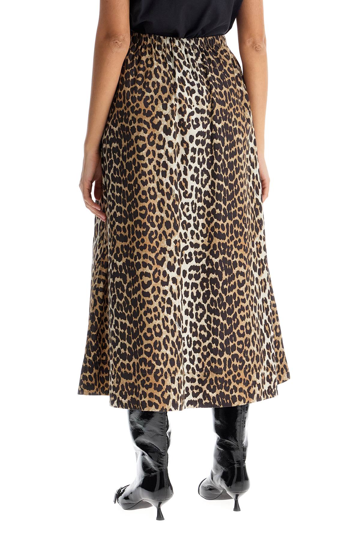 Long Leopard Print Maxi Skirt  - Brown