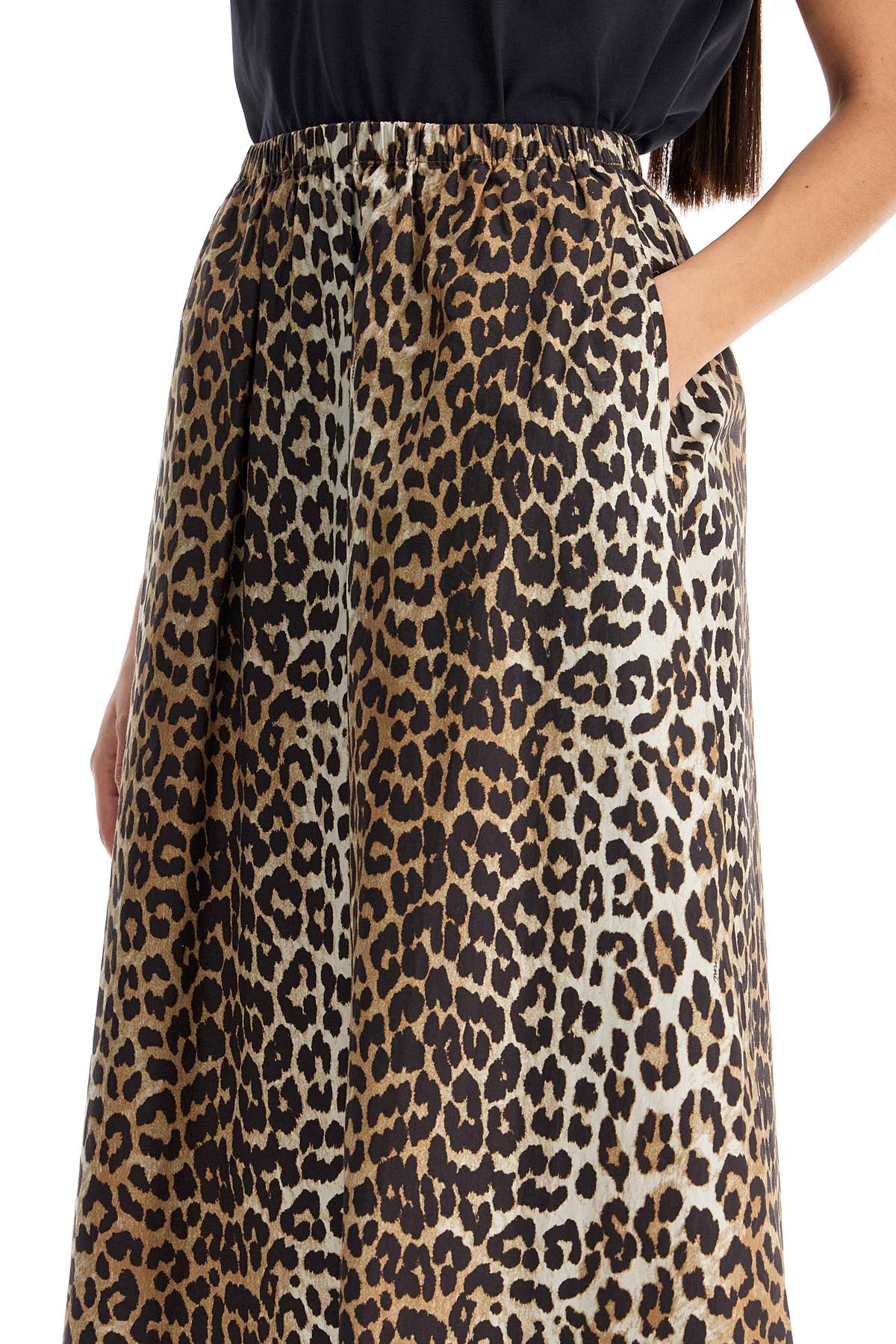 Long Leopard Print Maxi Skirt  - Brown