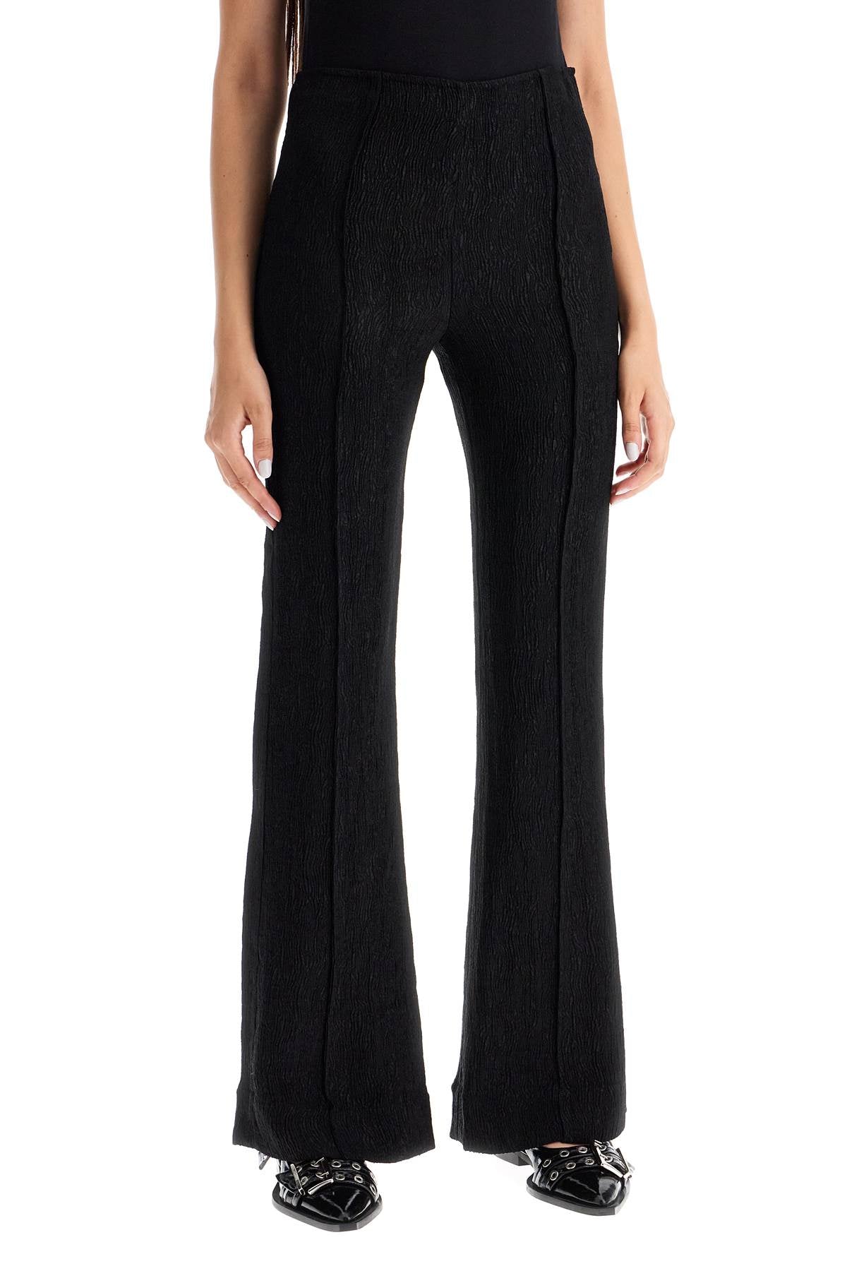 Flared Viscose Trousers For  - Black