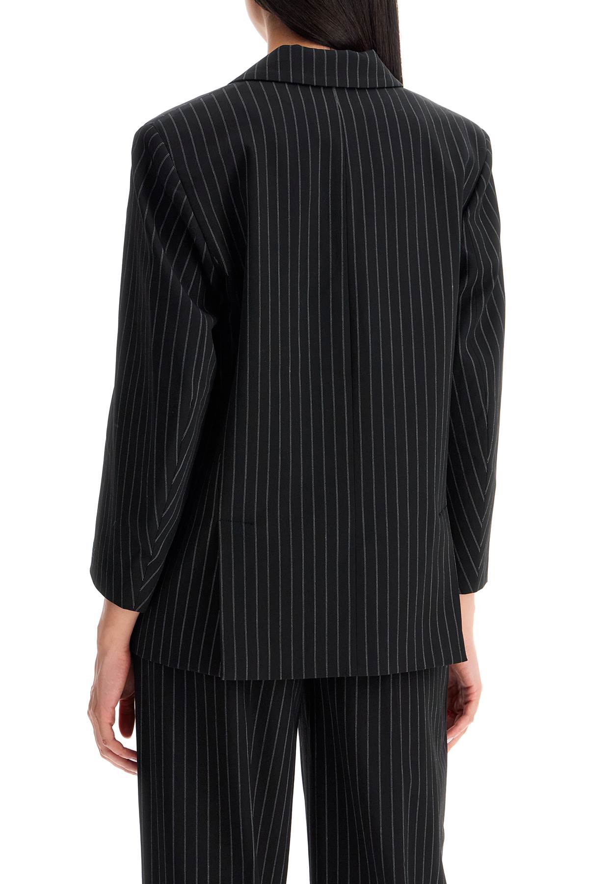 Striped Boxy Blazer  - Black