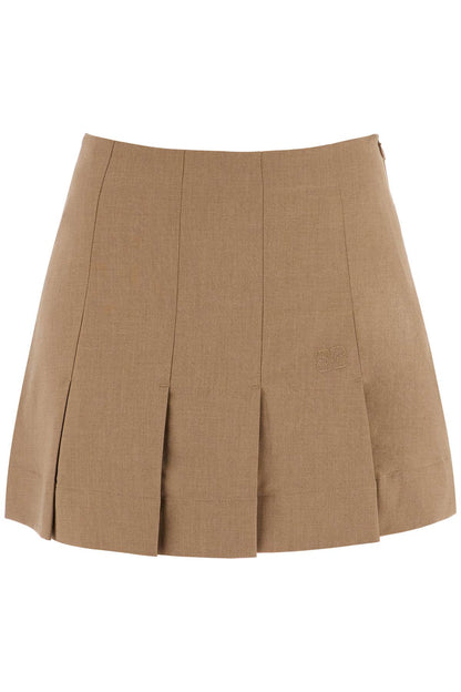 Pleated Mini Sk  - Beige