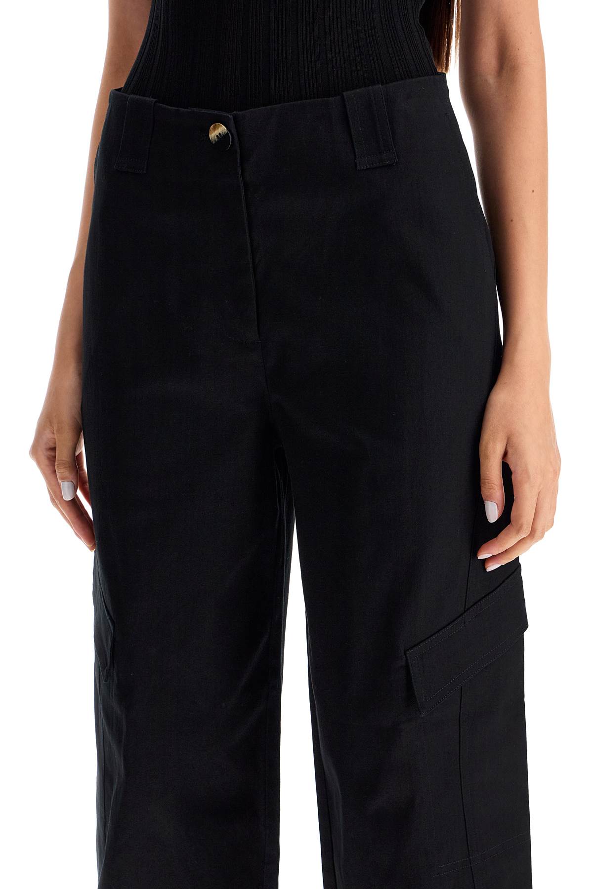 Checked Canvas Trousers For Men  - Black