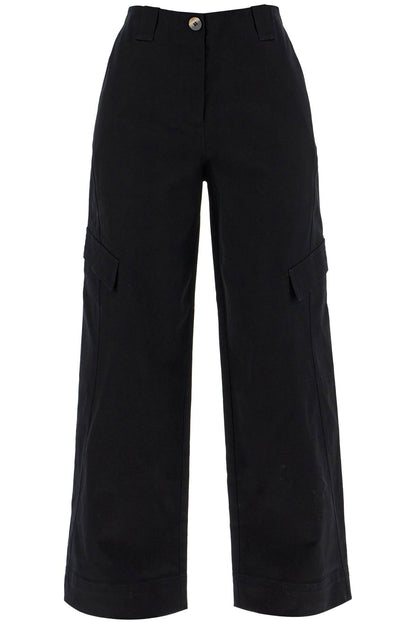 Checked Canvas Trousers For Men  - Black