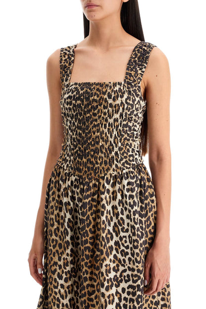 Animal Print Cotton Dress  - Beige