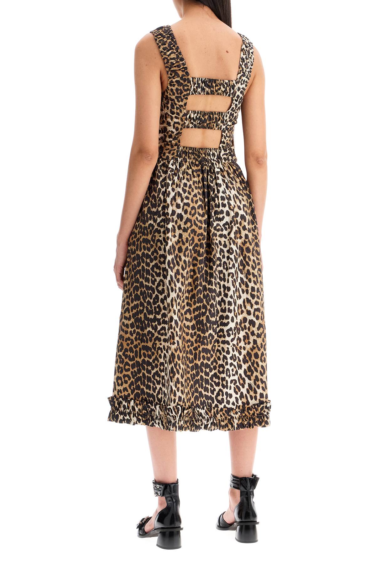 Animal Print Cotton Dress  - Beige