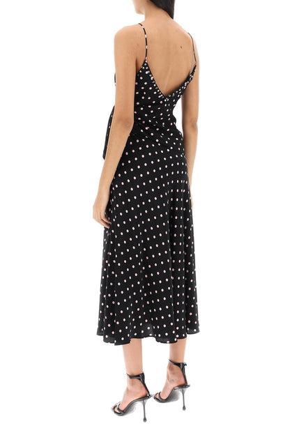 Polka Dot Slip Dress With Studs And Rhinestones  - Black