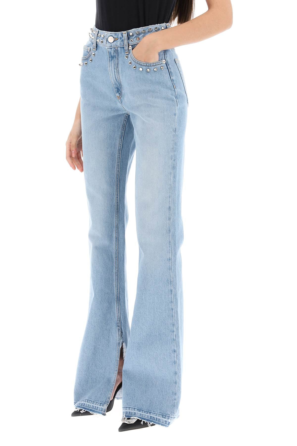 Flared Jeans With Studs  - Celeste