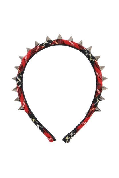 Tartan Headband With Spike  - Red