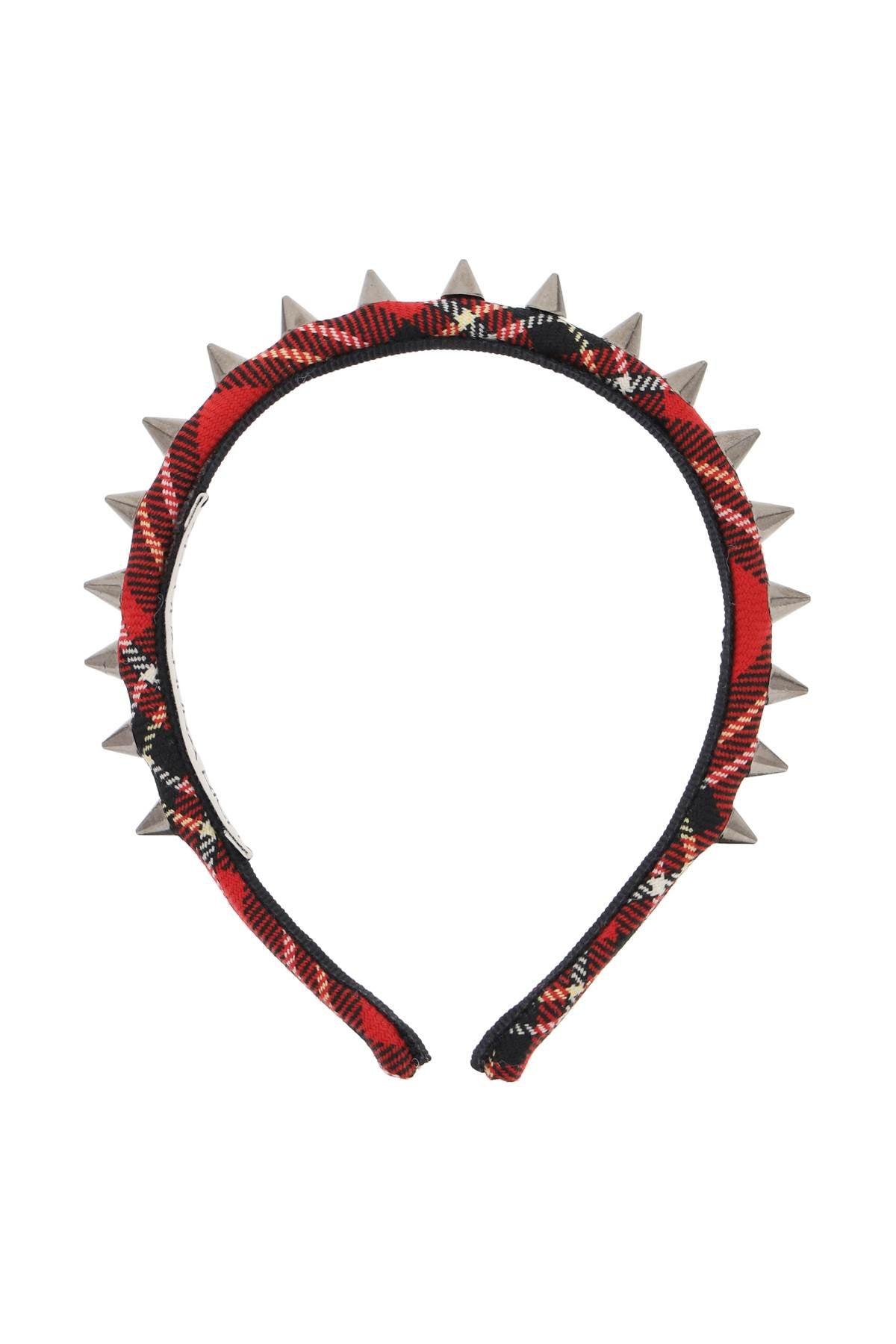 Tartan Headband With Spike  - Red