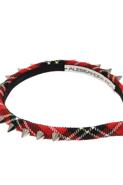 Tartan Headband With Spike  - Red