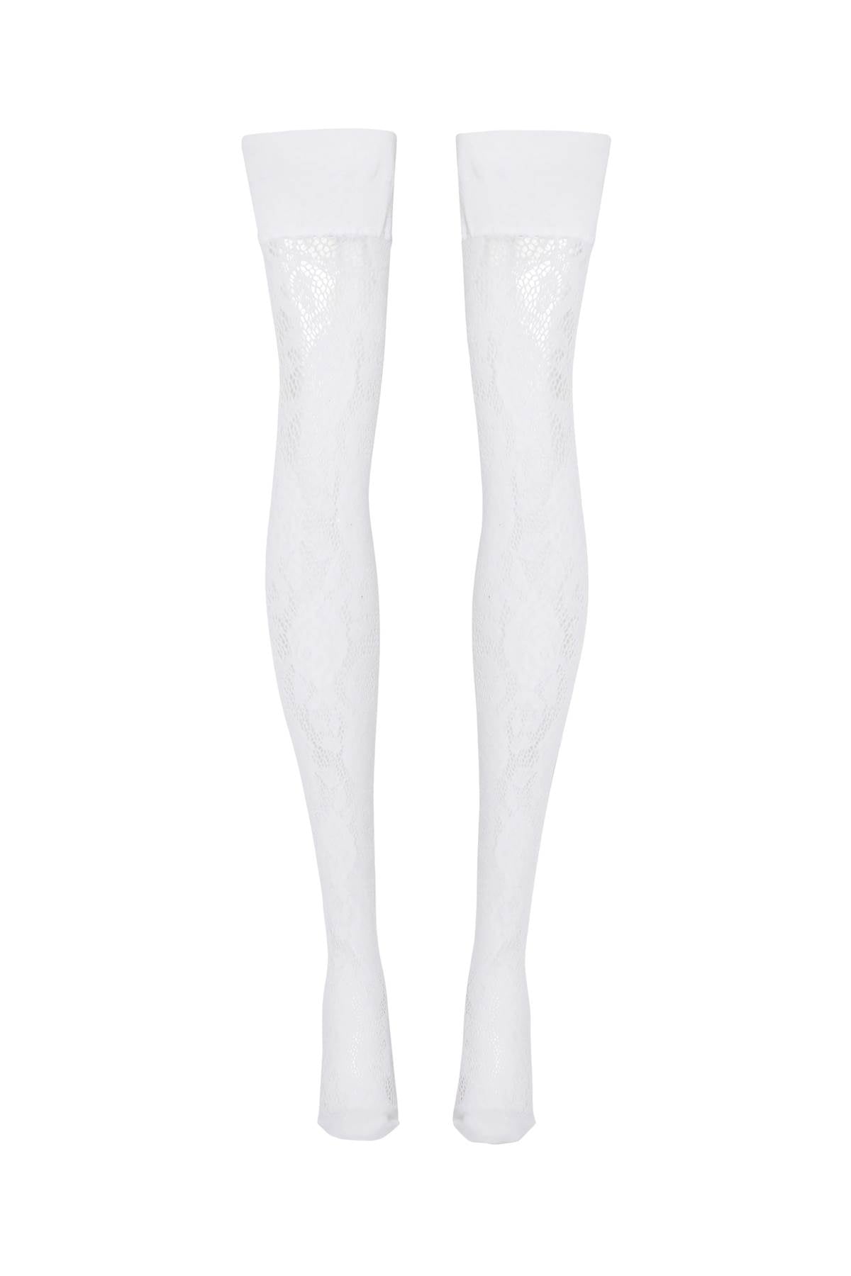 Lace Thigh-high Stockings With  - White