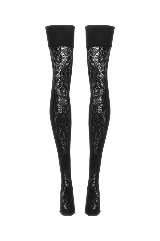 Lace Thigh-high Stockings With  - Nero