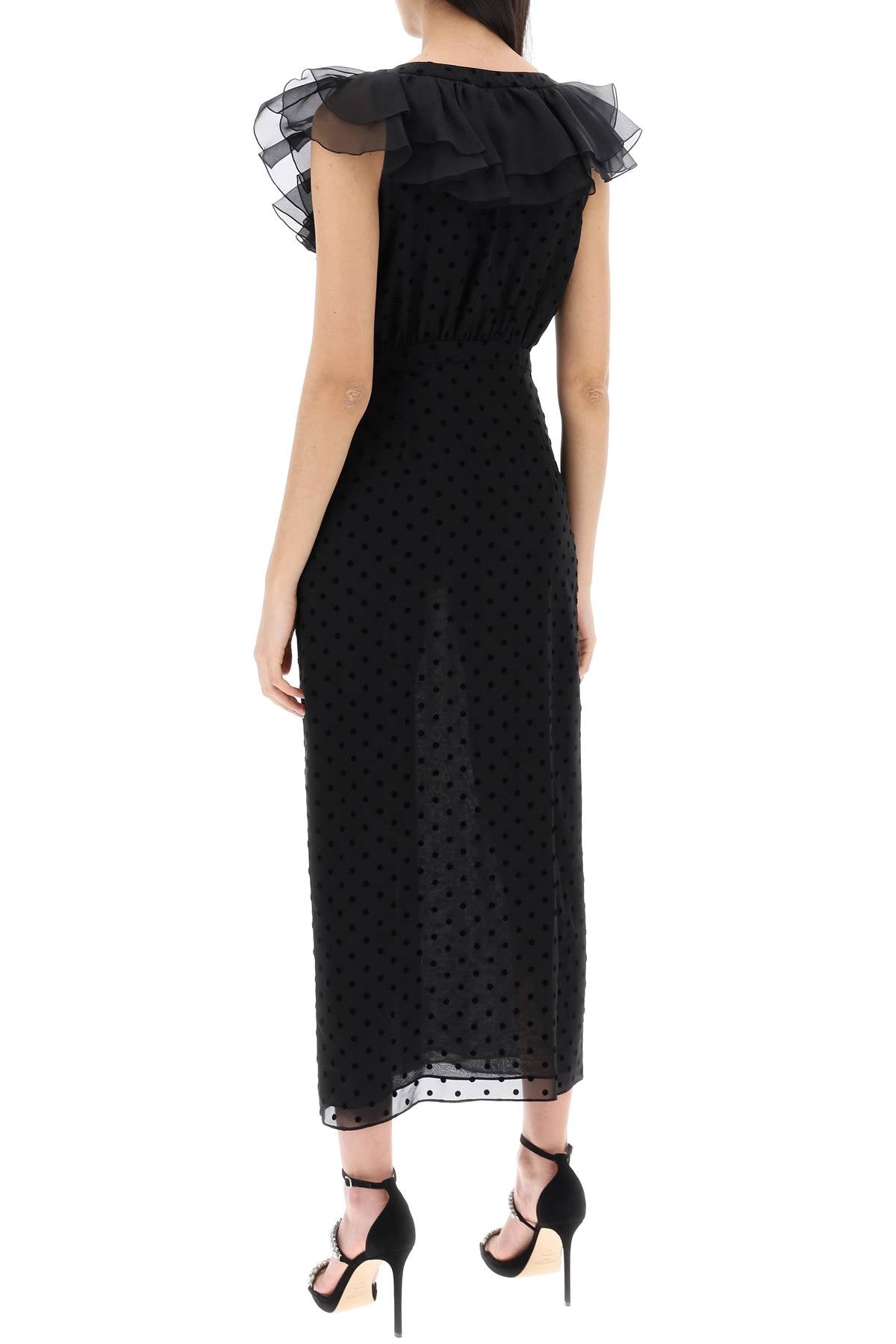 'polka Dot Midi Dress In Ge  - Black