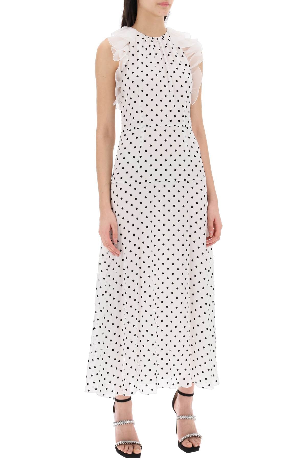 Sleeveless Maxi Dress In Polka  - White