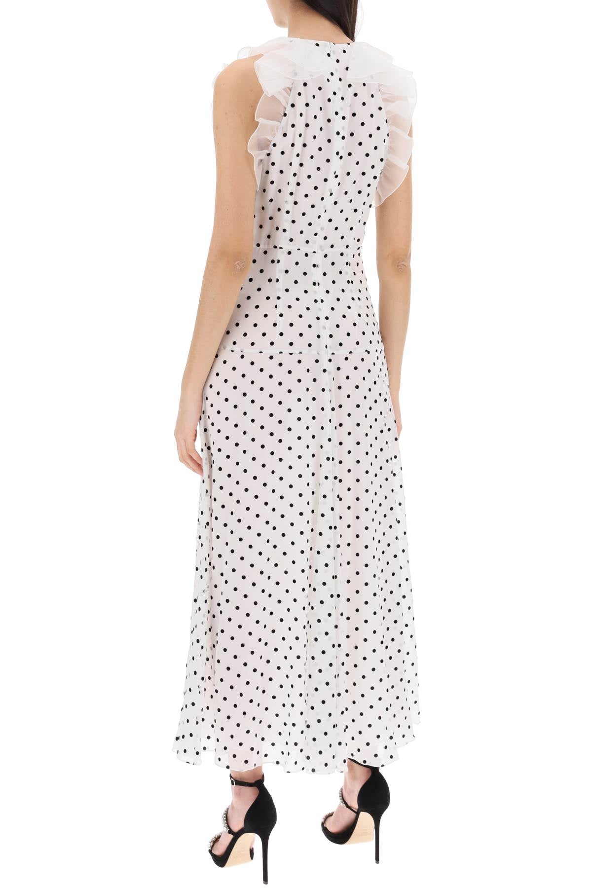 Sleeveless Maxi Dress In Polka  - White