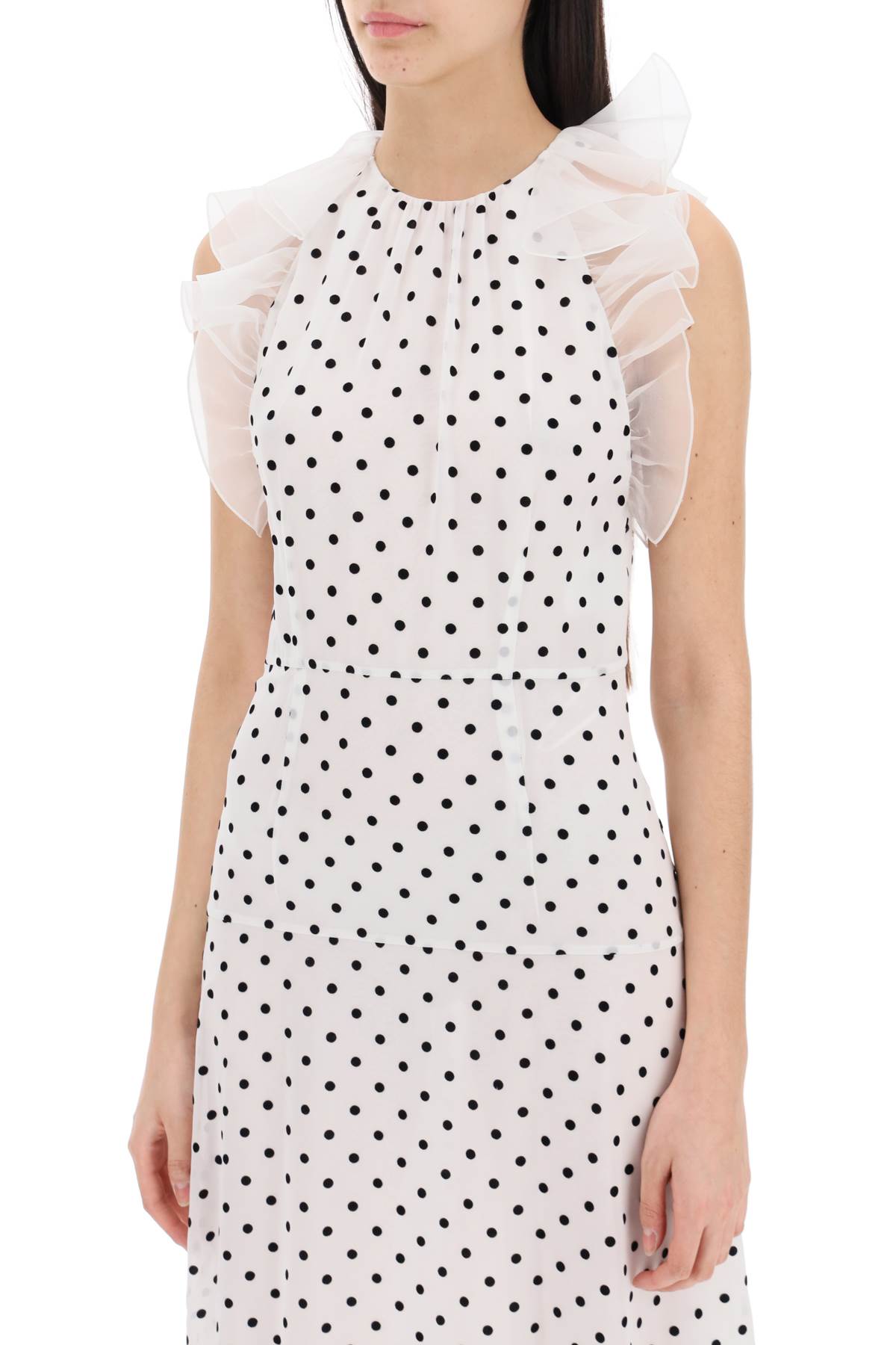 Sleeveless Maxi Dress In Polka  - White