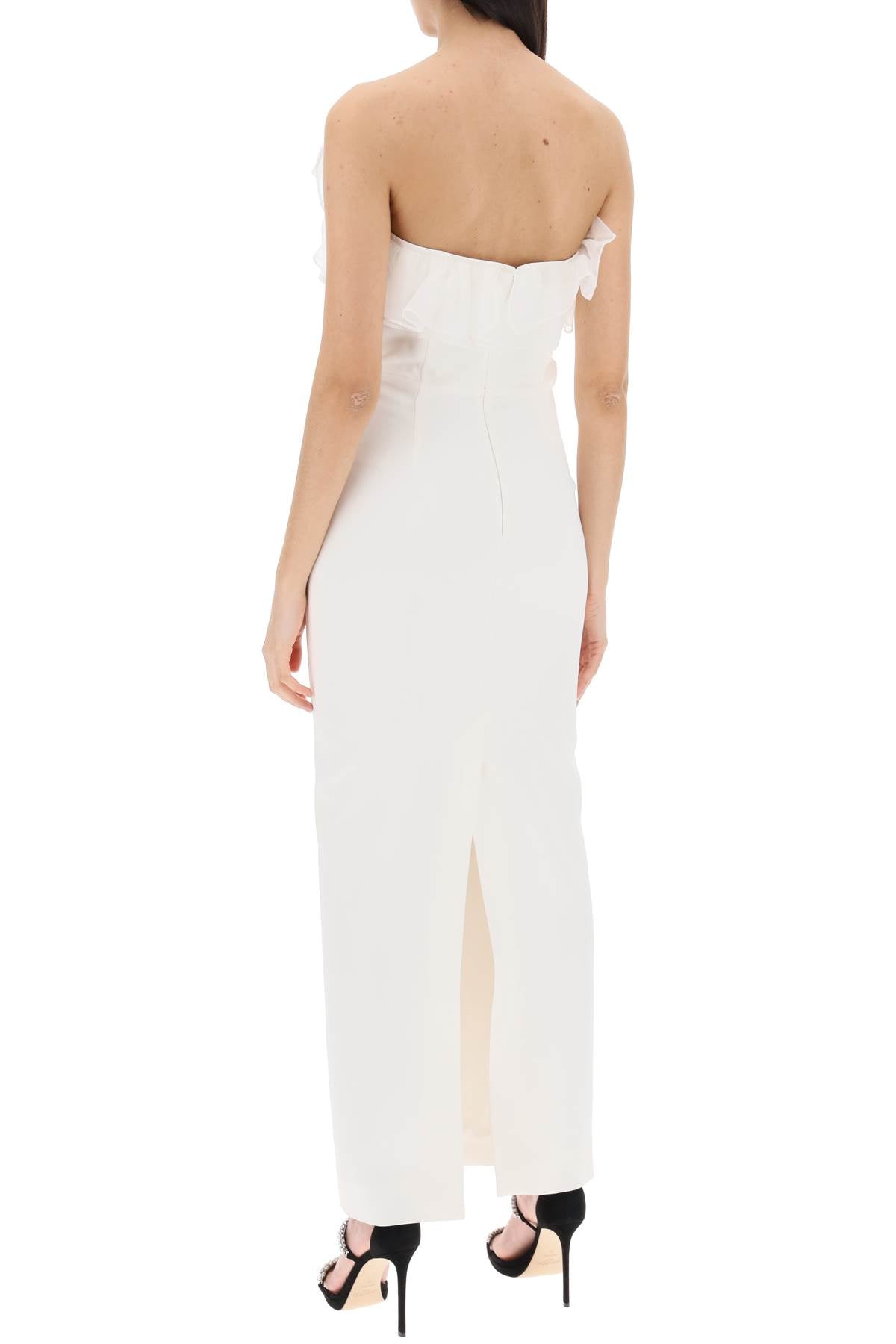 Strapless Dress With Organza Details  - White