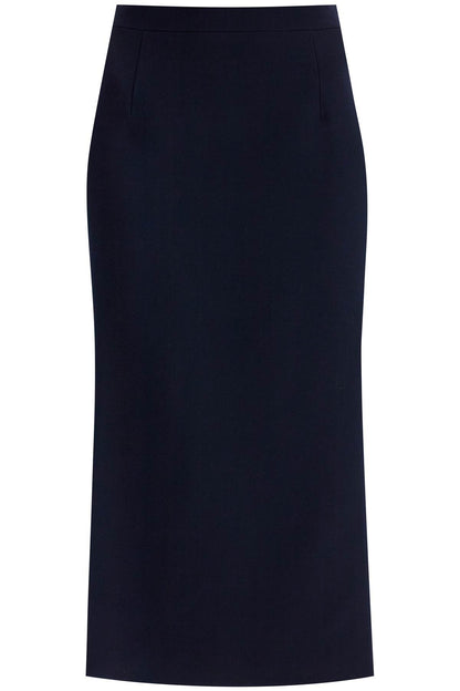 Virgin Wool Midi Skirt  - Blue