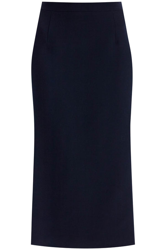 Virgin Wool Midi Skirt  - Blue