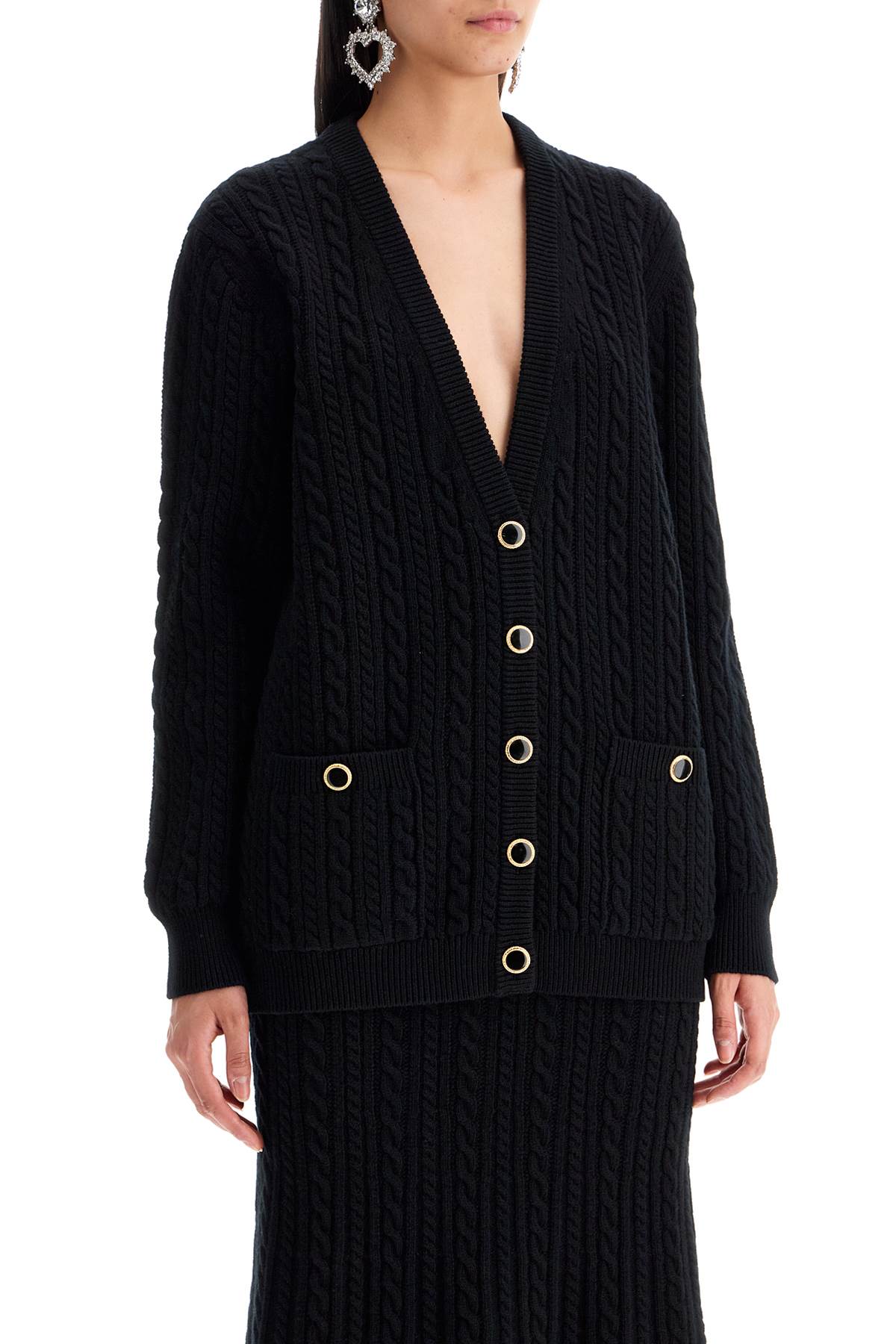 Oversized Wool Cardigan  - Black