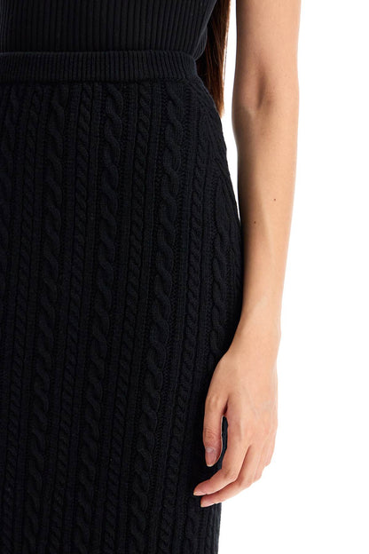 "knitted Midi Skirt With Cable Knit  - Black