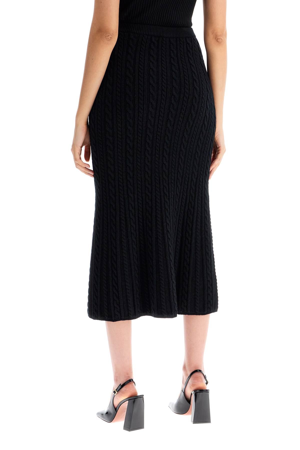 "knitted Midi Skirt With Cable Knit  - Black