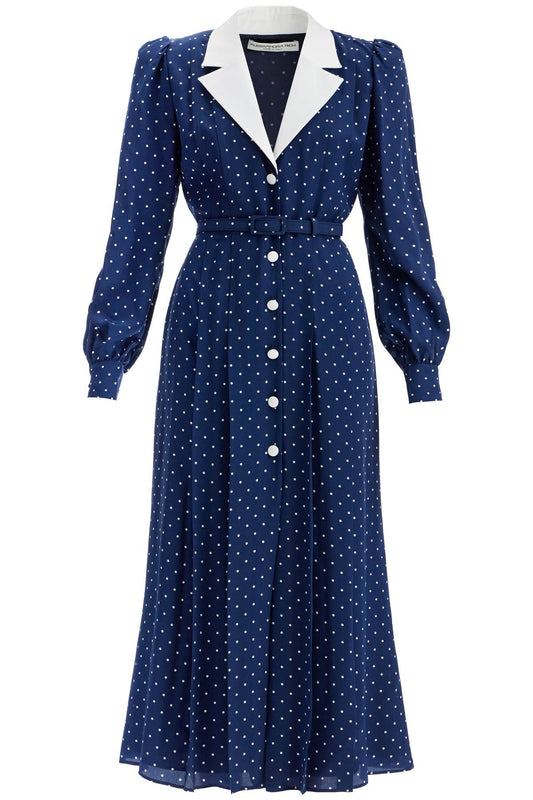 Midi Dress With Mikado Collar In  - Blue