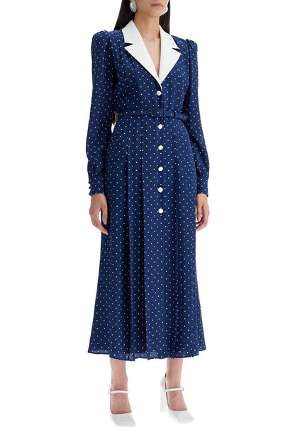 Midi Dress With Mikado Collar In  - Blue