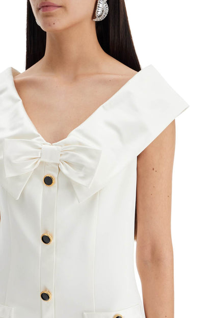 Mini Cady Dress With Maxi Collar  - White