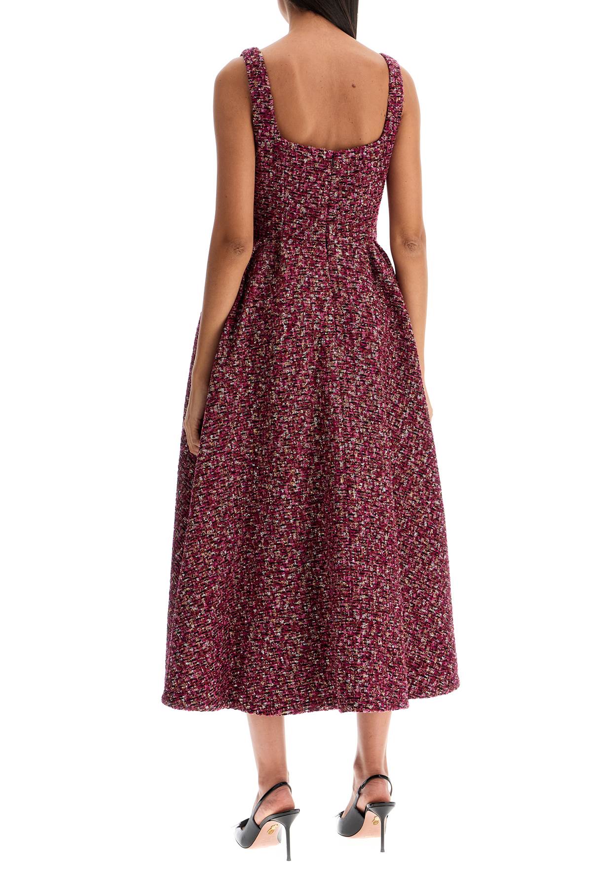 Midi Dress In Tweed With Sequ  - Purple