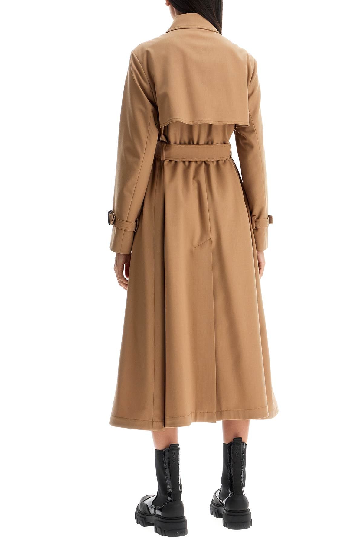 Wool Blend Trench Coat In  - Beige