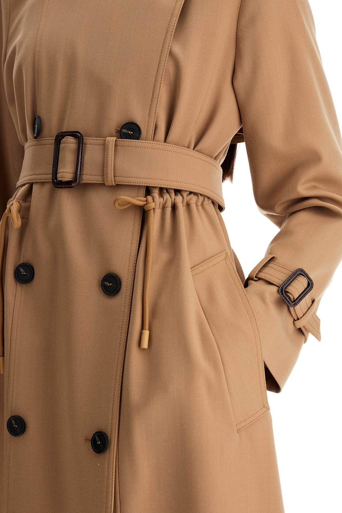 Wool Blend Trench Coat In  - Beige