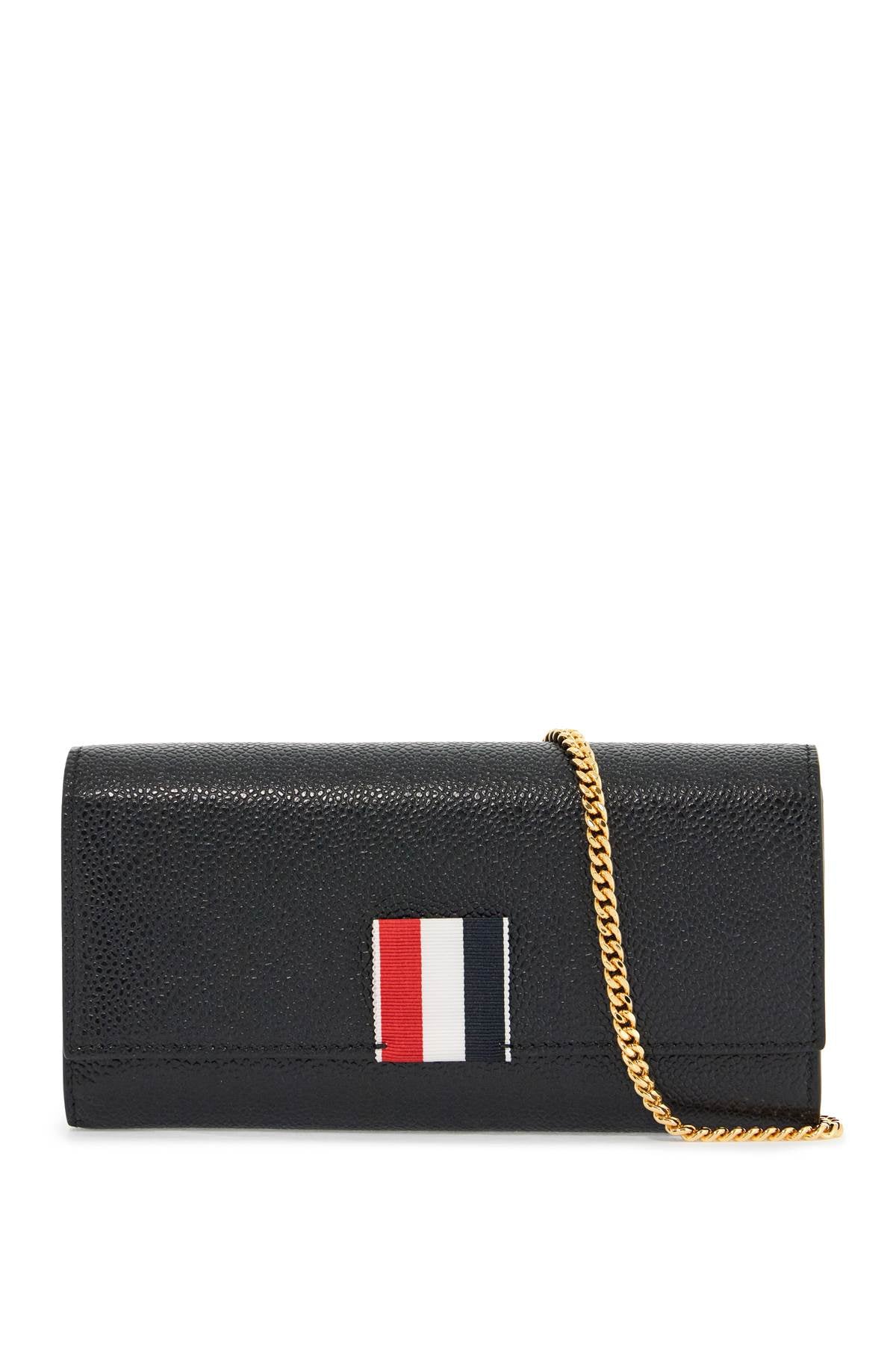 Black Calfskin Chain Wallet With Rwb Detail  - Black