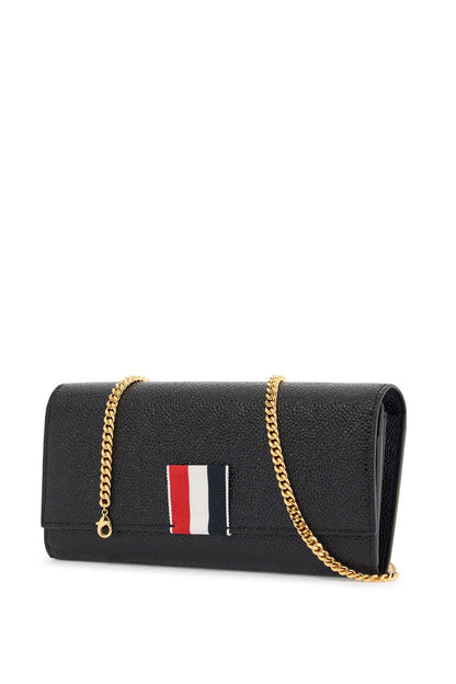 Black Calfskin Chain Wallet With Rwb Detail  - Black