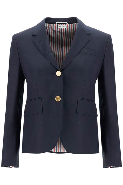 Single-breasted Cropped Jacket In 120's Wool  - Blue