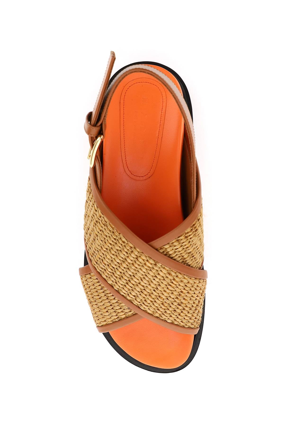 Leather And Raffia Fussbett Sandals  - Brown