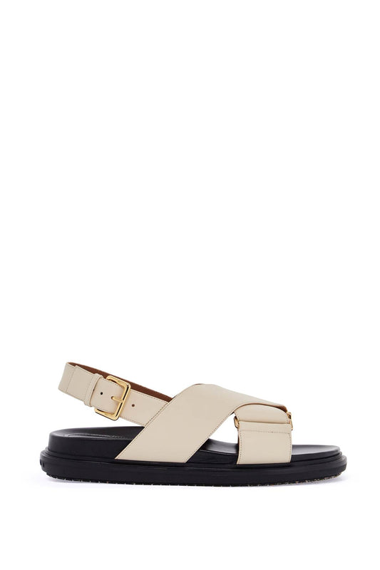 Fussbett Sandals In Silk White Leather With Low Heel  - White