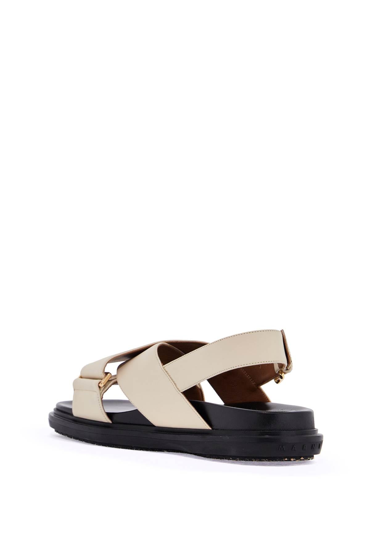 Fussbett Sandals In Silk White Leather With Low Heel  - White