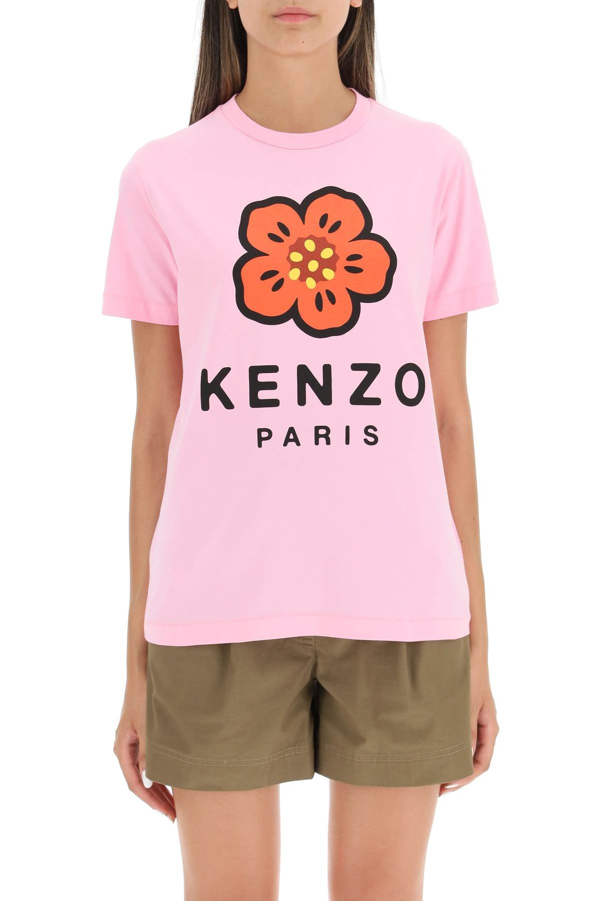 Boke Flower Printed T-shirt  - Pink