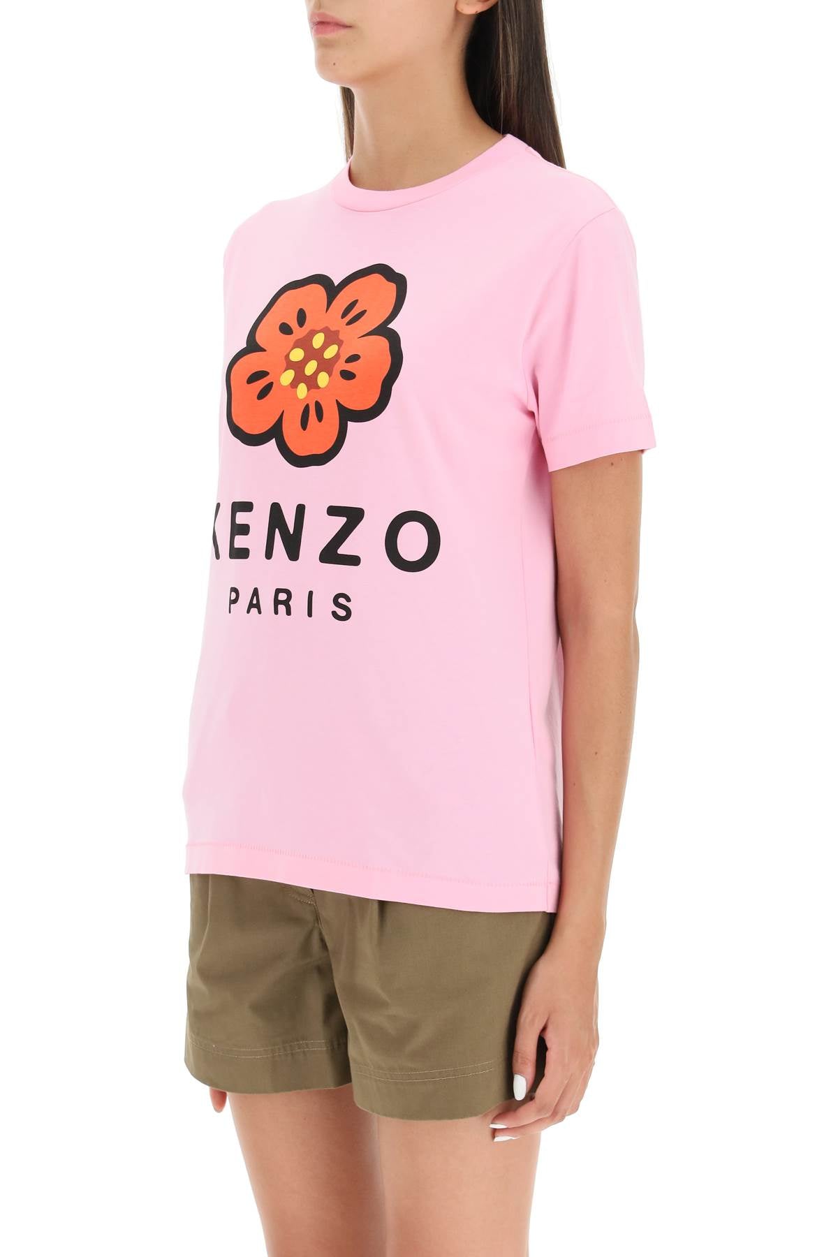 Boke Flower Printed T-shirt  - Pink