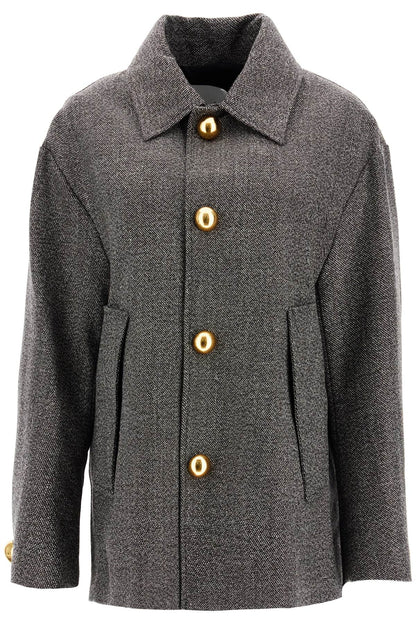 Boxy Wool And Cotton Blend Jacket  - Brown