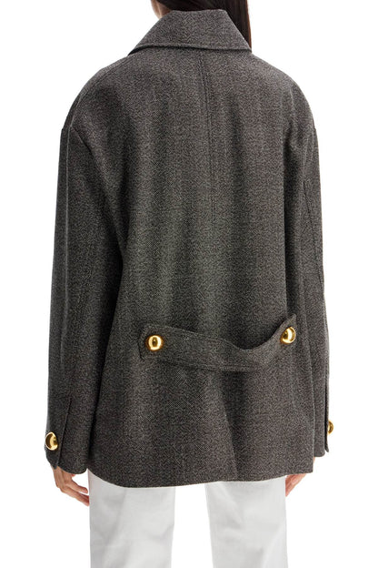 Boxy Wool And Cotton Blend Jacket  - Brown