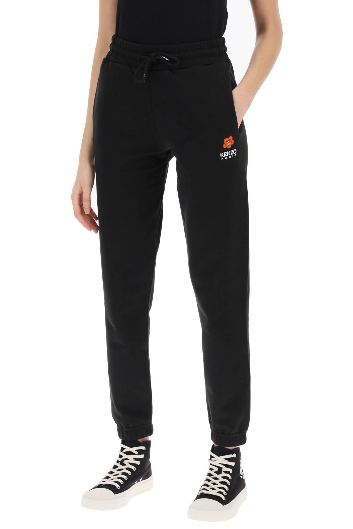 Joggers With Embroidery  - Black