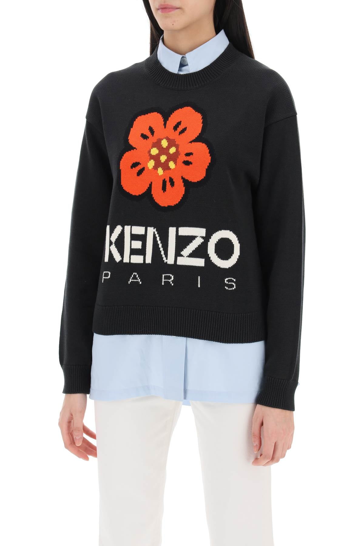 Bokè Flower Sweater In Organic Cotton  - Black