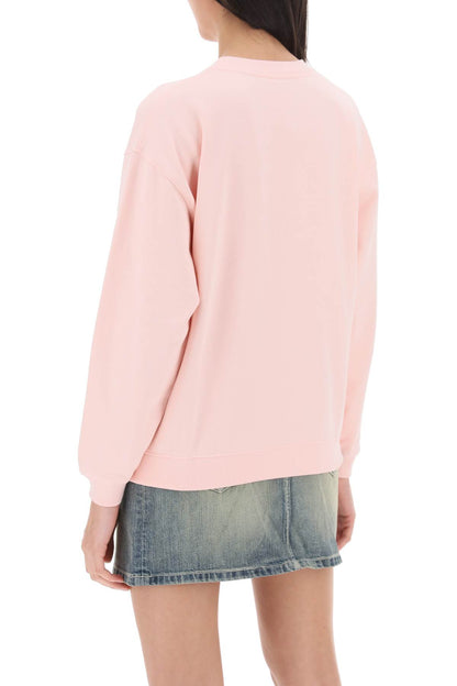 Crew-neck Sweatshirt With Embroidery  - Pink